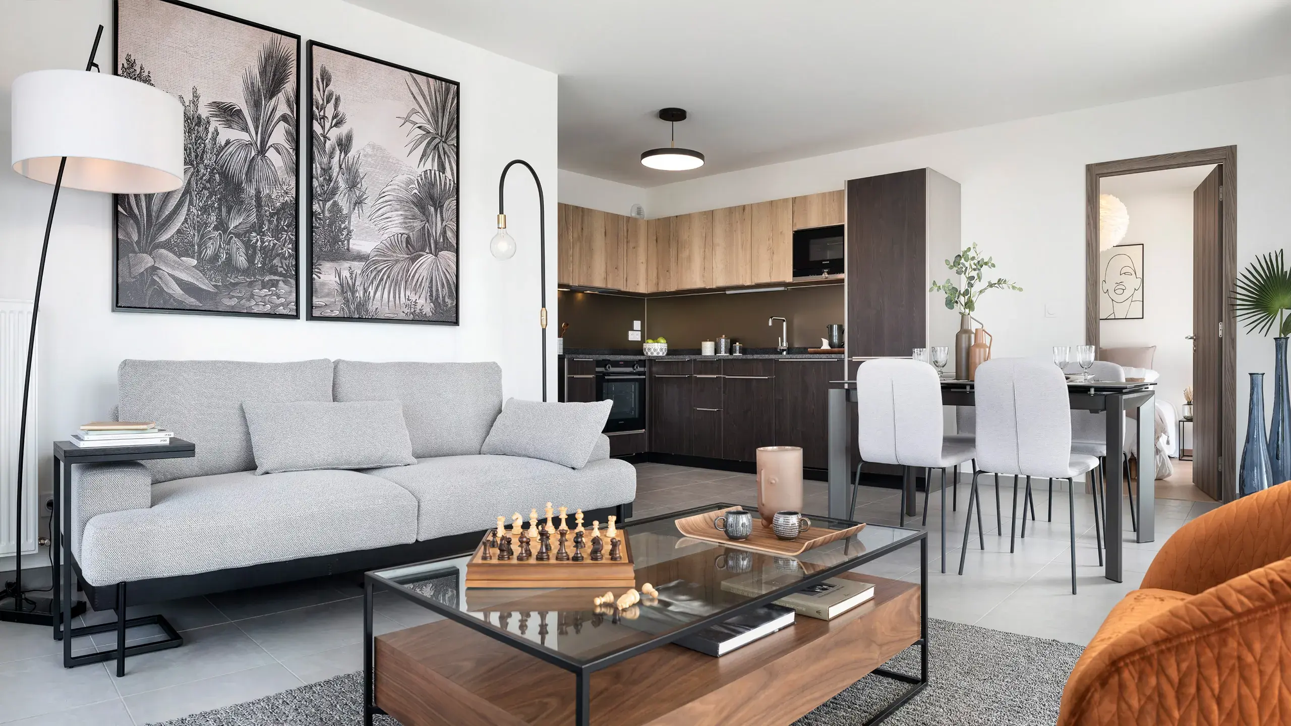 Pièce de vie d'un appartement du programme Jardin Cardinal à Annecy, en copropriété classique