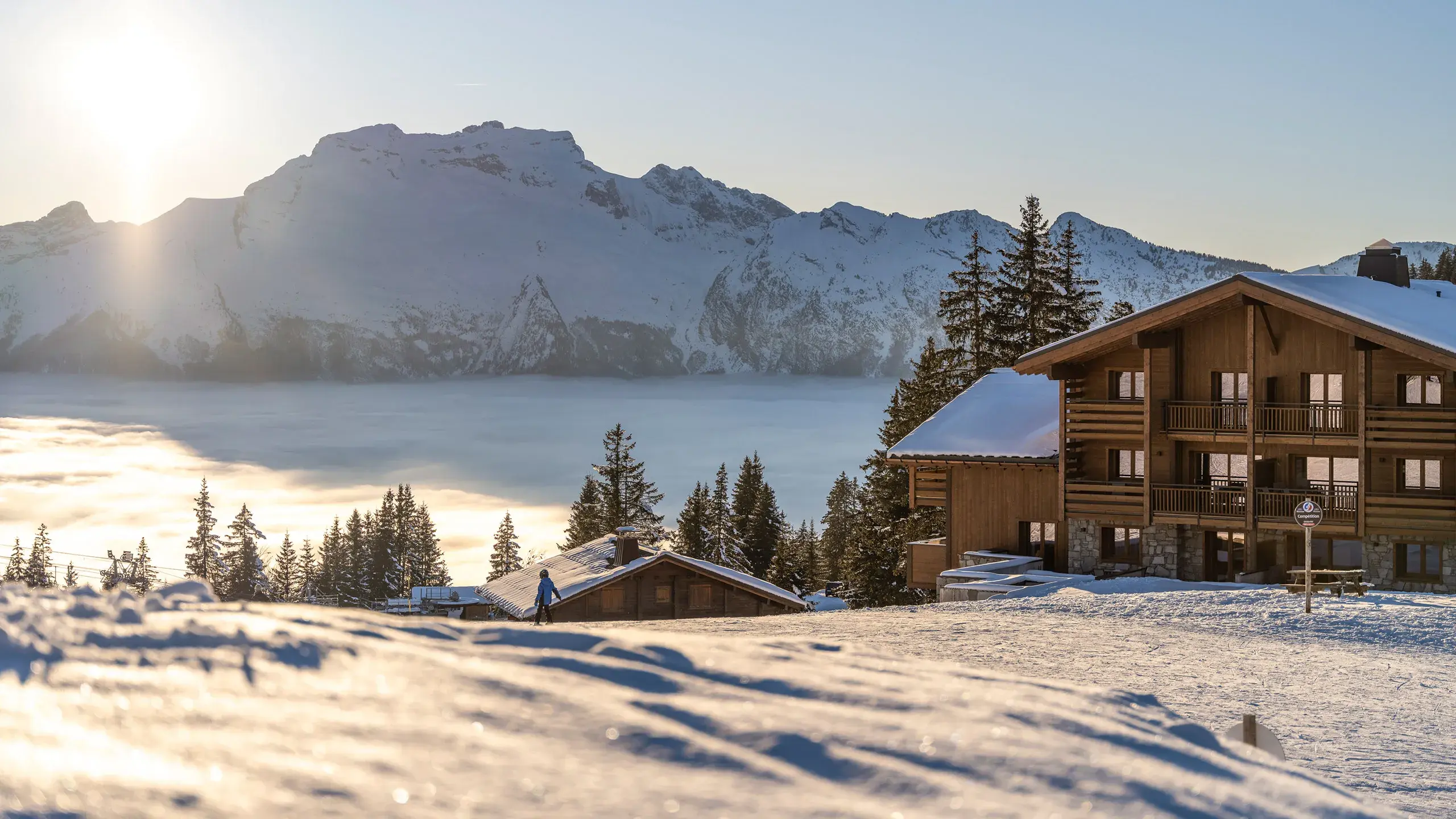 Hameau de l'Ours - Manigod - Hiver - Extérieur - Coucher du soleil