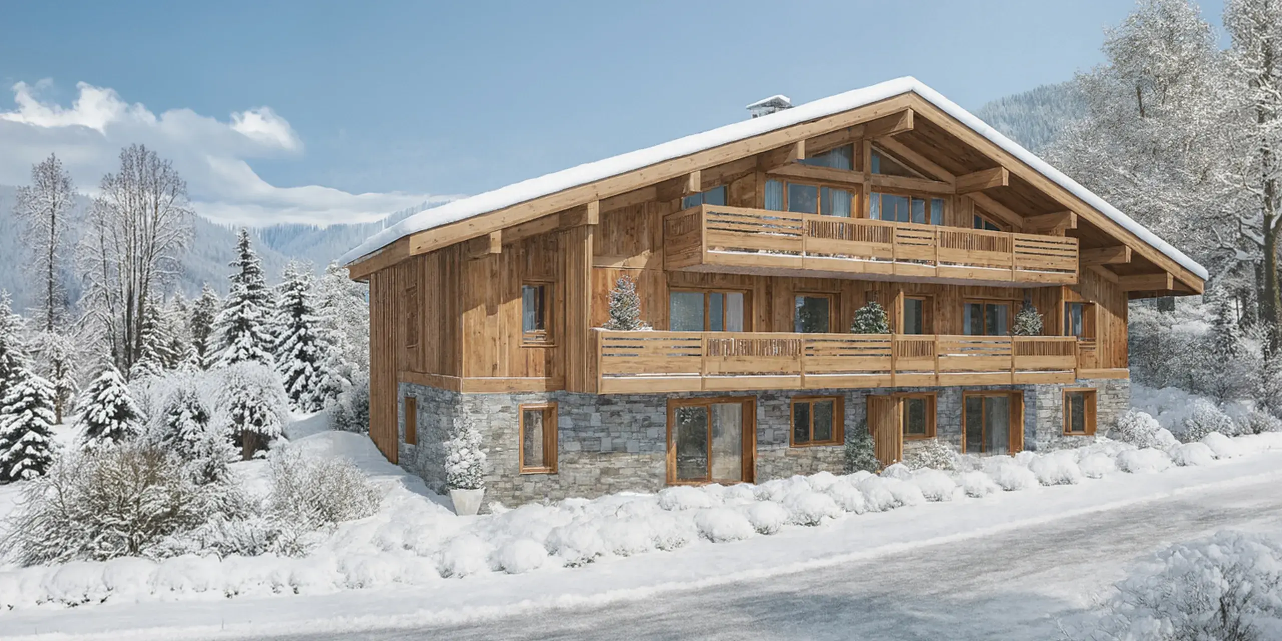Chalet Victorine aux Carroz d’Arâches, extérieur enneigé