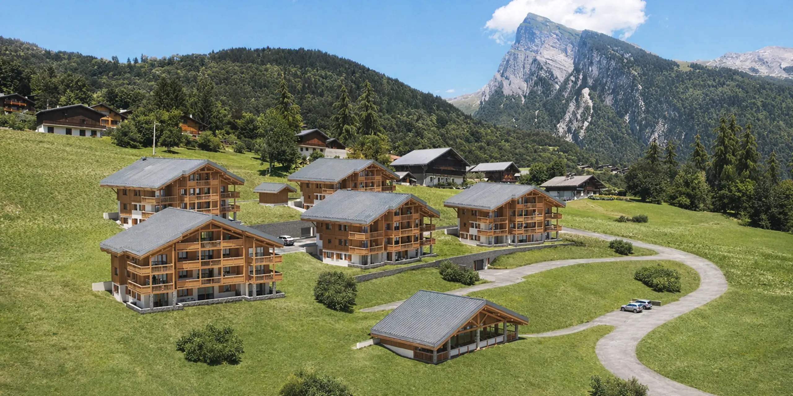 Chalets Bérénice à Samoëns, avec piscine en été