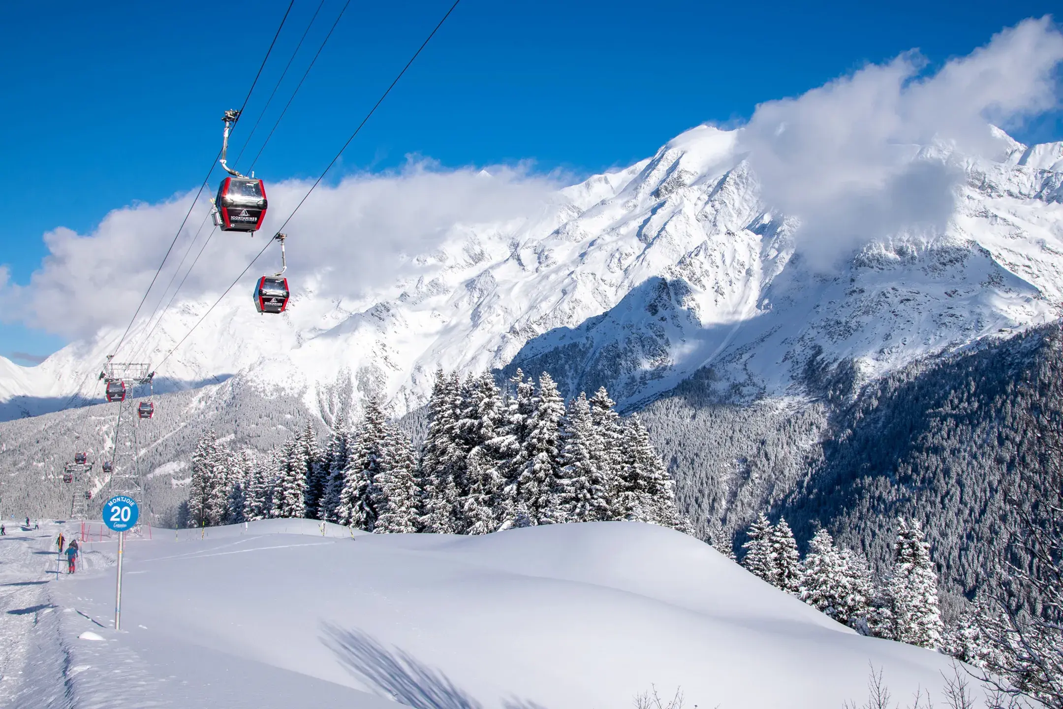 Belle vue sur le domaine skiable des Contamines-Montjoie