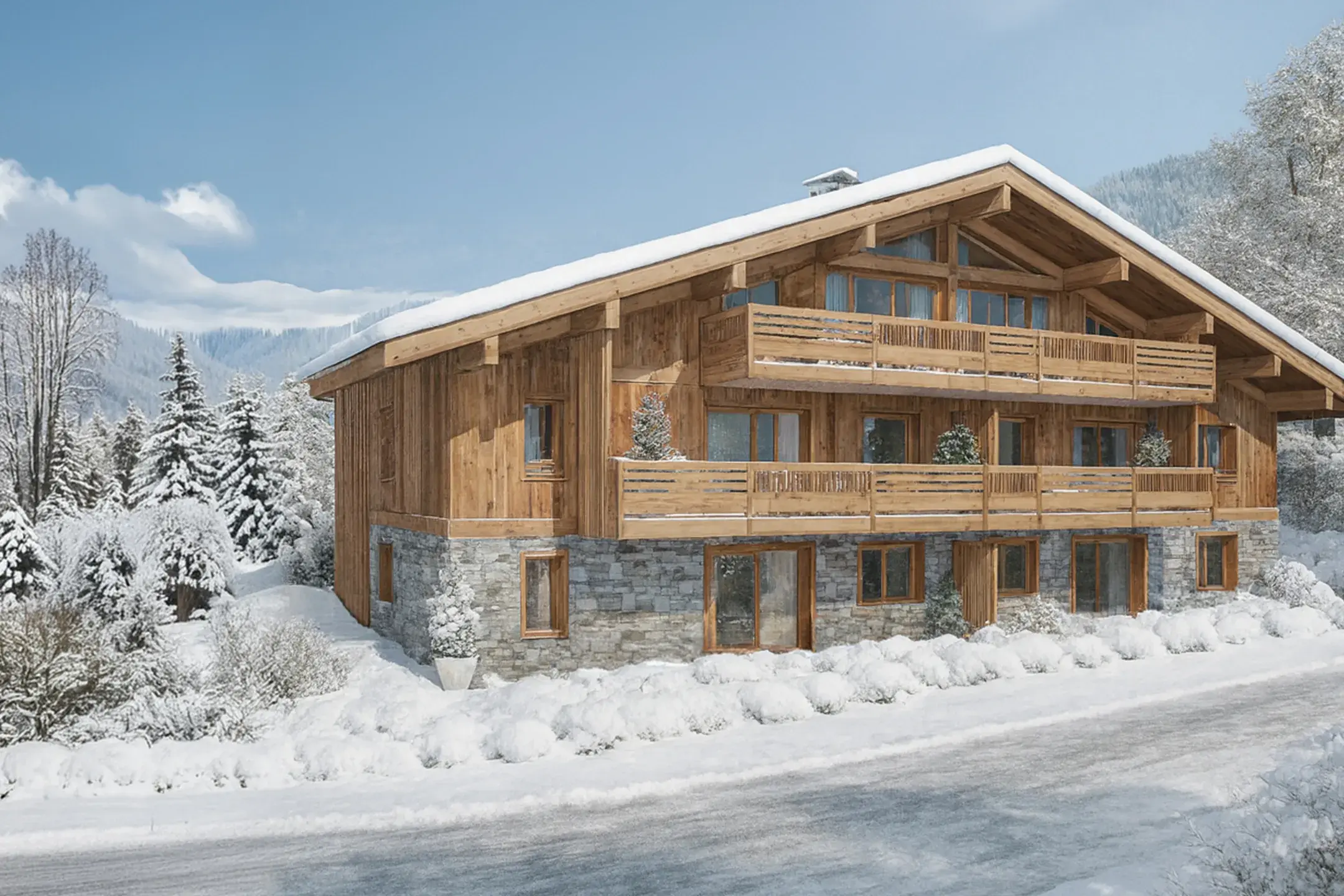 Chalet Victorine aux Carroz d’Arâches, extérieur enneigé