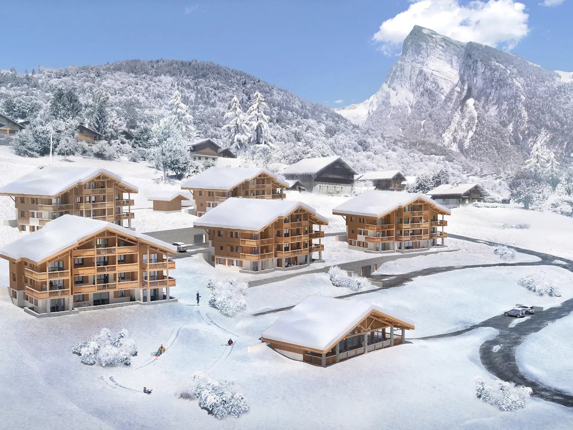 Vue extérieure des Chalets Bérénice à Samoëns