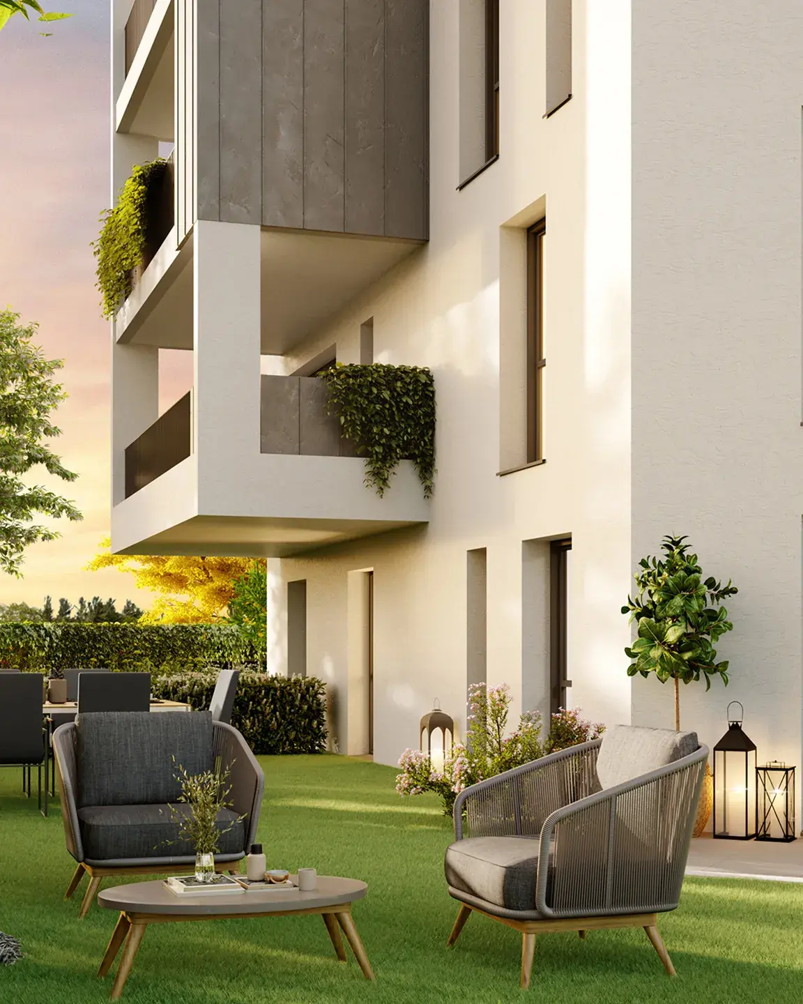 Vue sur le jardin d'un appartement de la résidence Clos Marlioz à Aix les bains  