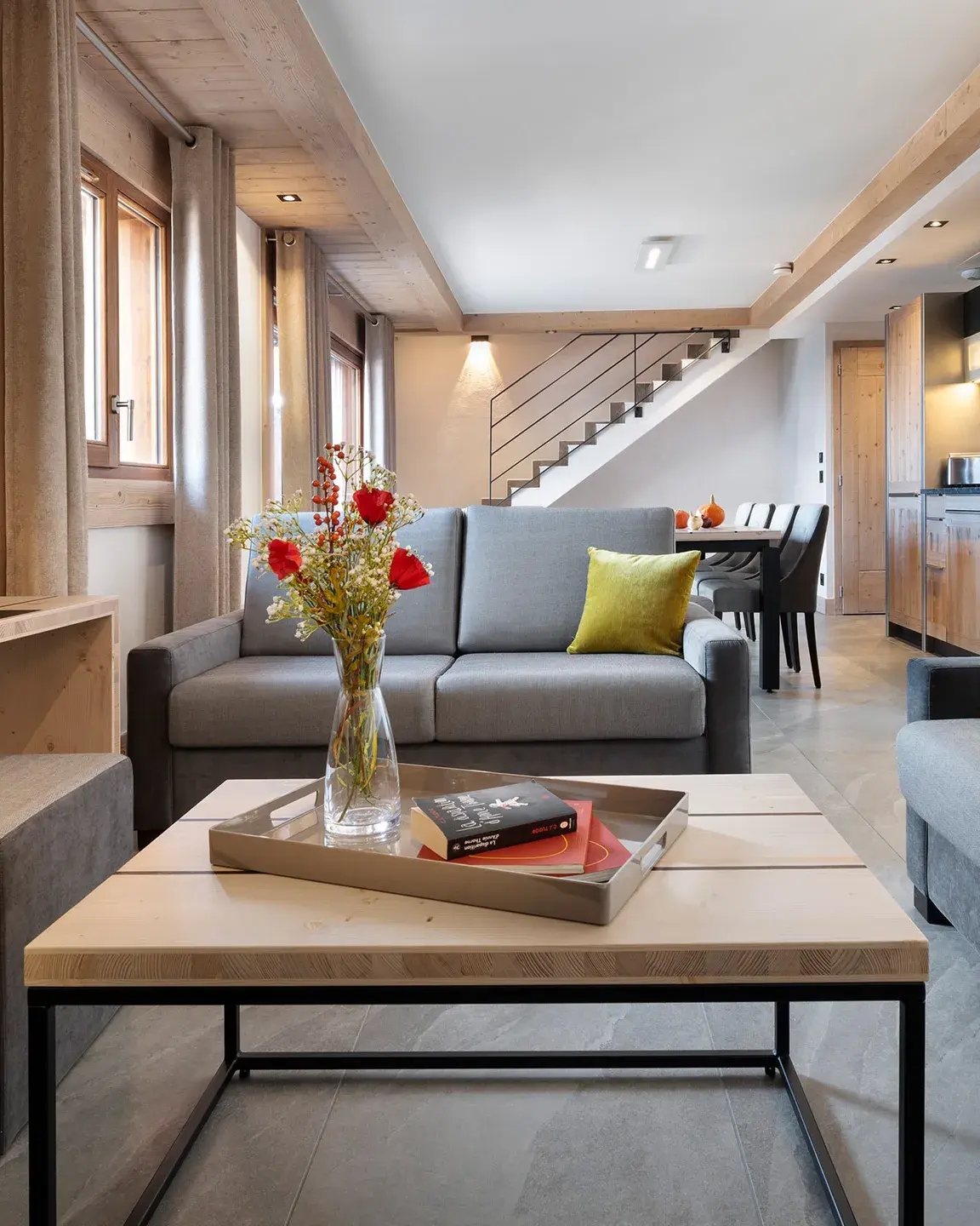 Ambiance intérieure - Salon et pièce de vie de la résidence Akoya à Valmorel