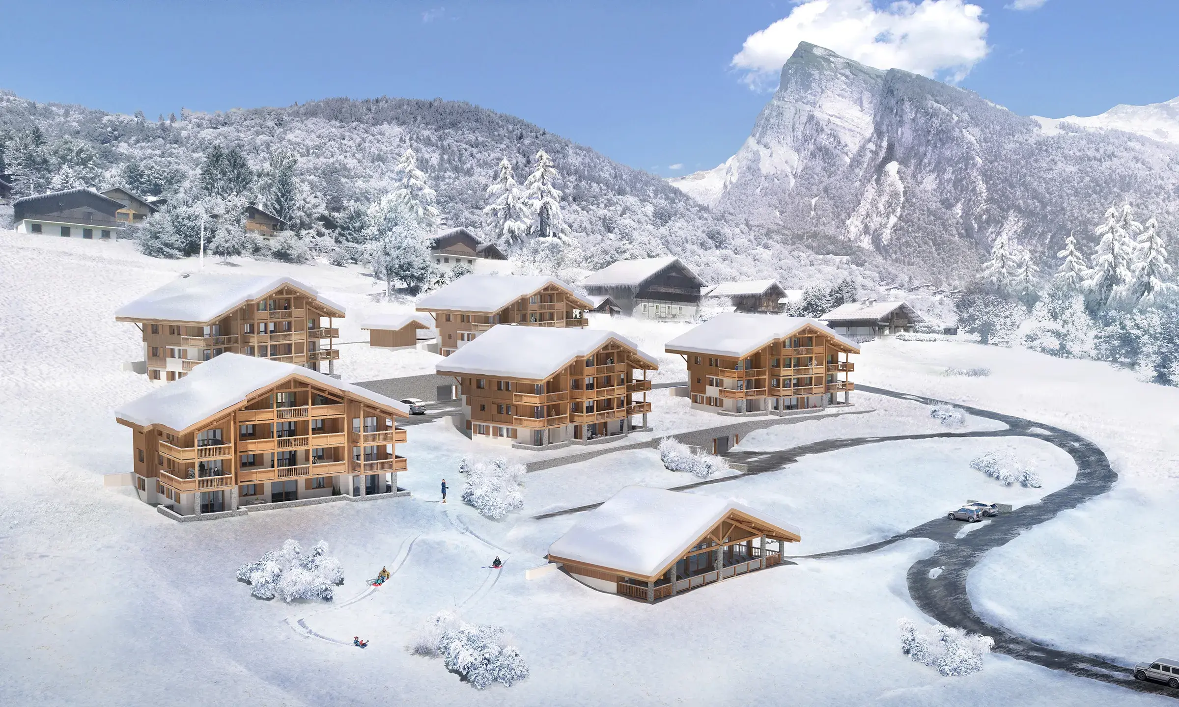 Vue extérieure des Chalets Bérénice à Samoëns