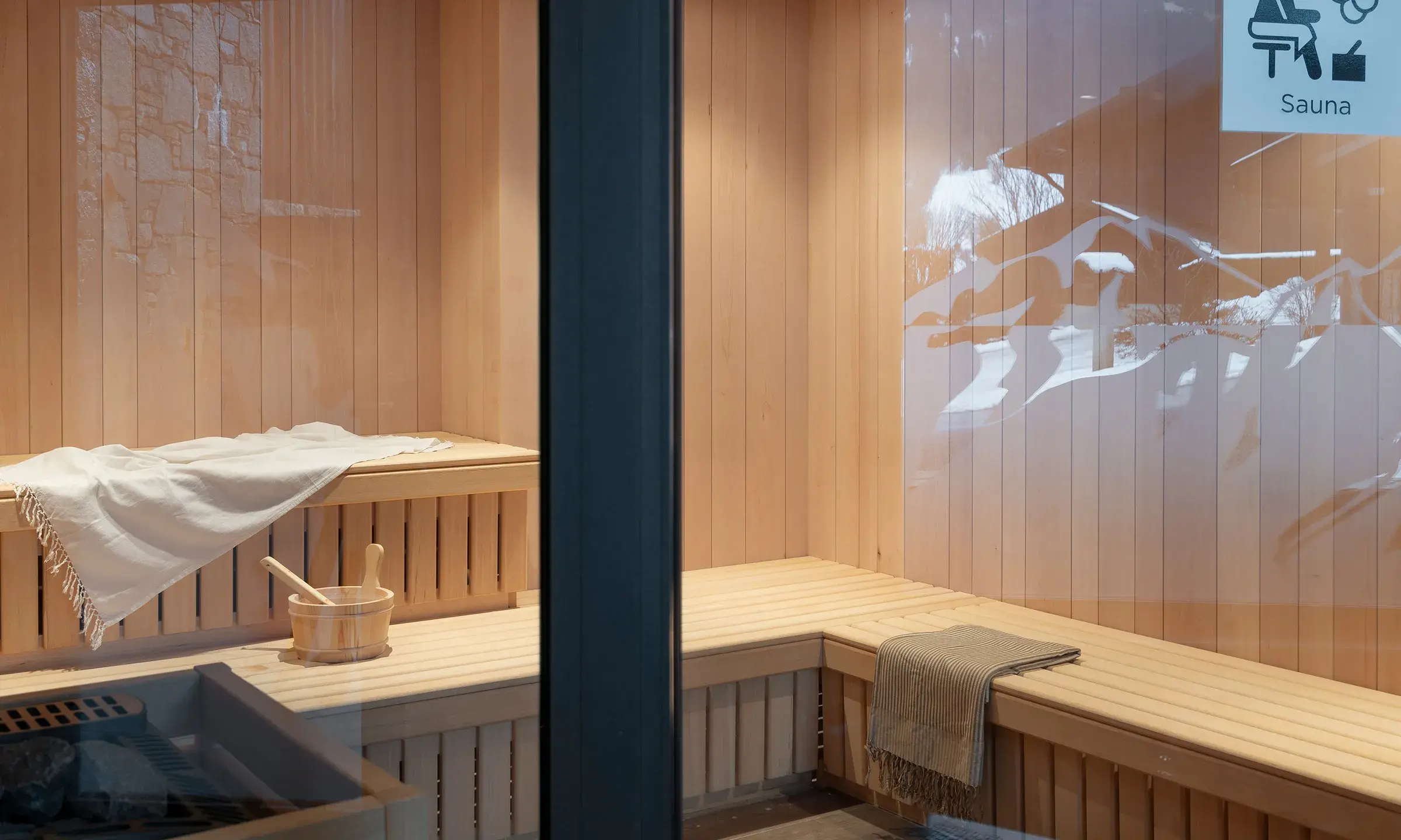 Sauna disponible dans l'espace bien-être des Chalets Láska aux Contamines Montjoie