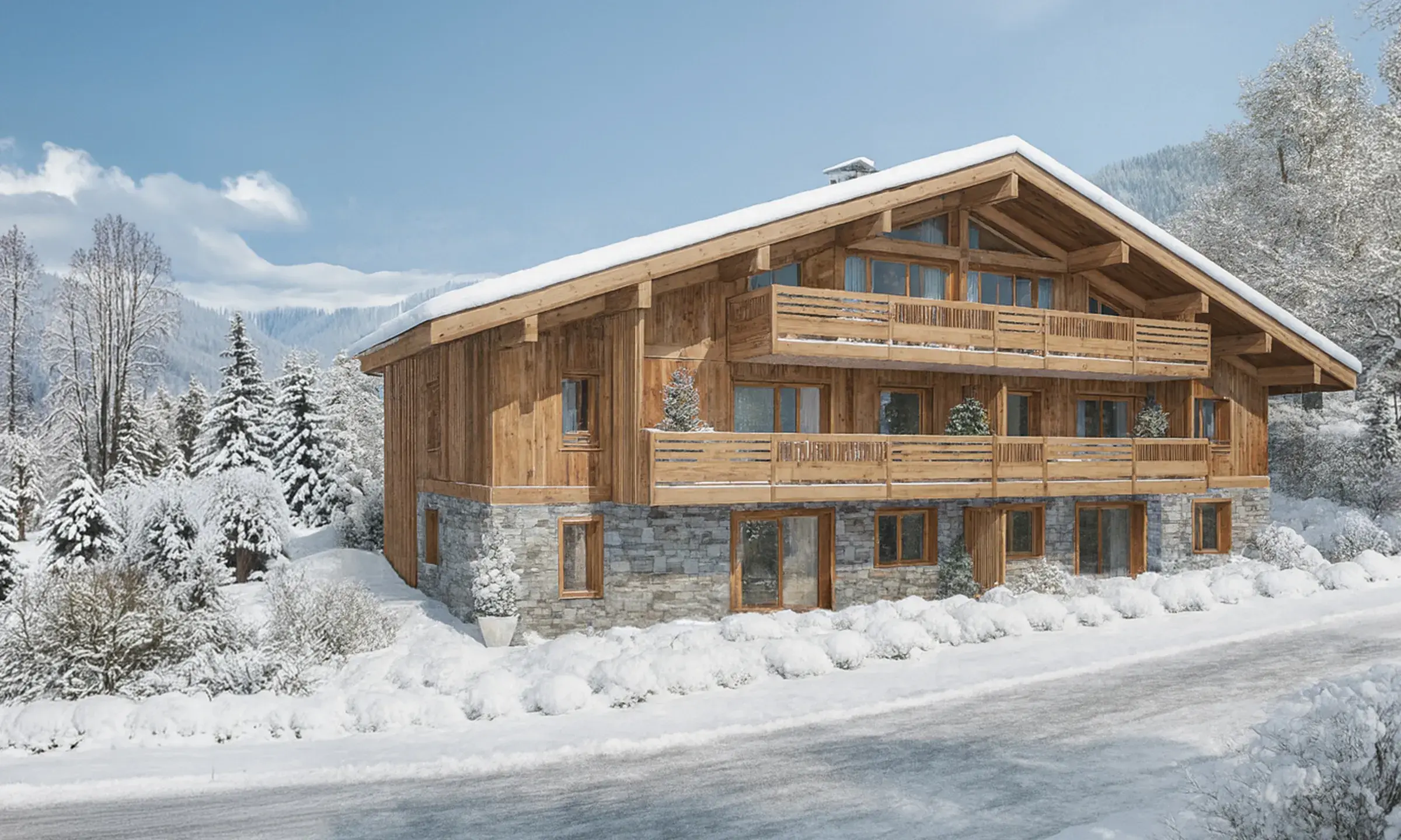 Chalet Victorine aux Carroz d’Arâches, extérieur enneigé