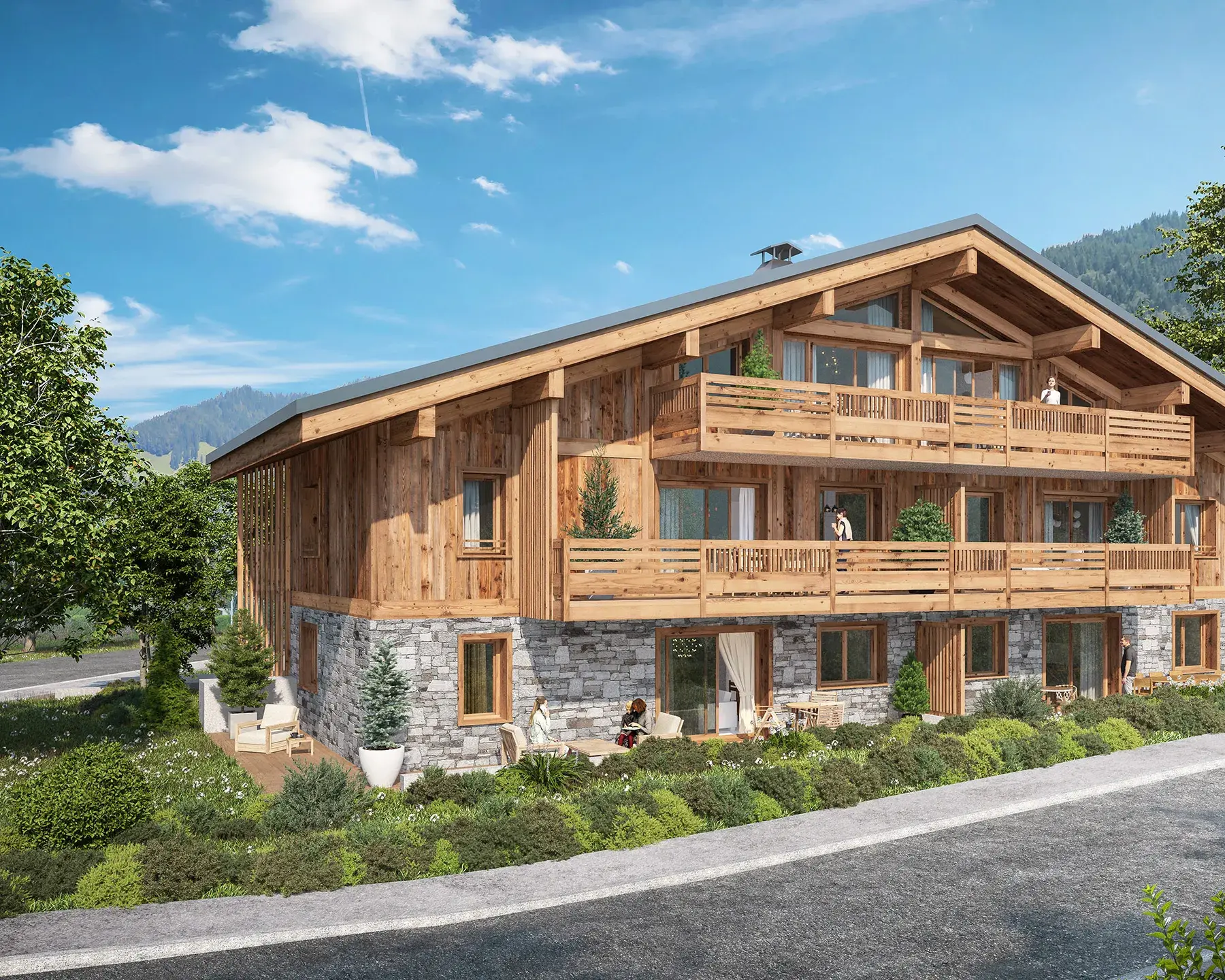 Vue extérieure des Chalets Victorine aux Carroz 