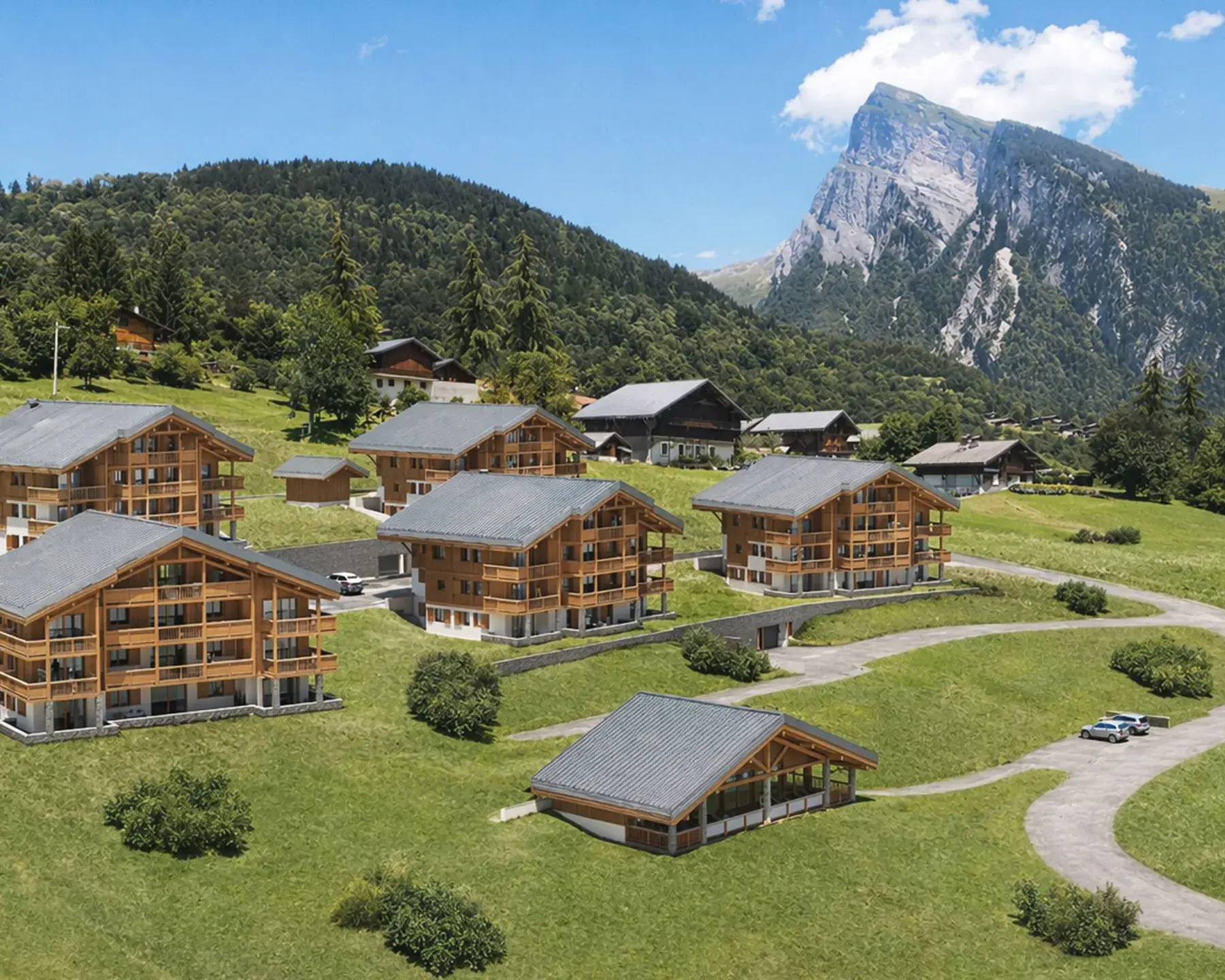 Chalets Bérénice à Samoëns, avec piscine en été